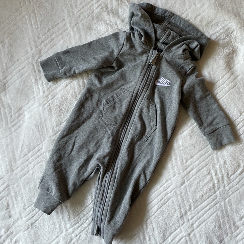 Nike baby Onesie gray zip up jumpsuit